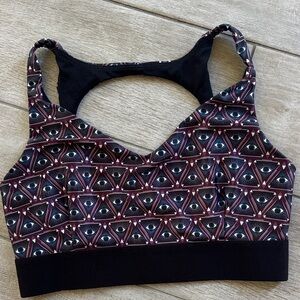 Onzie Women's Burgundy Geometric Eye-Print Sports Bra M/L